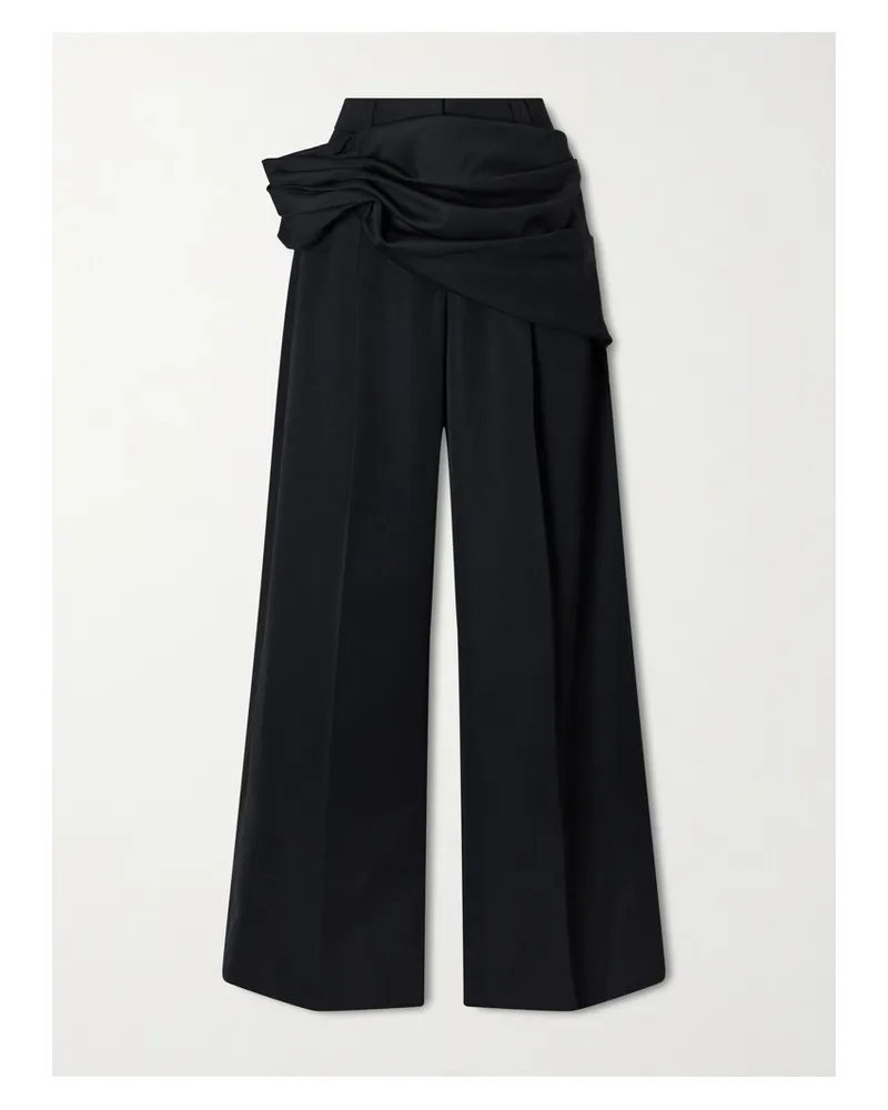 Simone Rocha Gathered Crepe Wide-leg Pants - Black Black