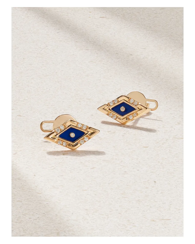 L’Atelier Nawbar Mini Eye 18-karat Gold, Lapis Lazuli And Diamond Earrings - Blue Blue