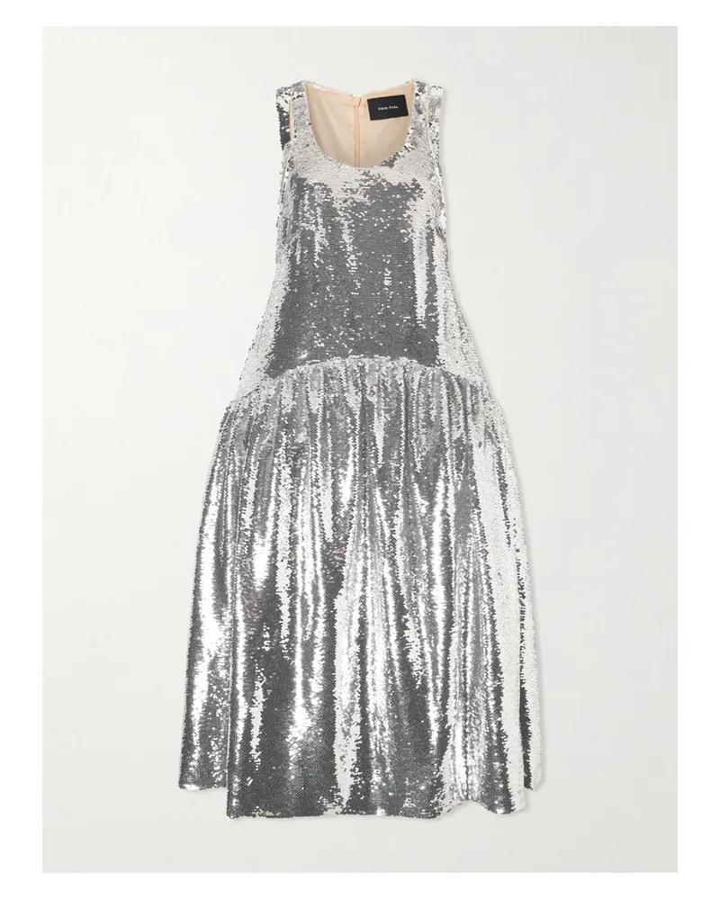 Simone Rocha Sequined Satin Gown - Silver Silver