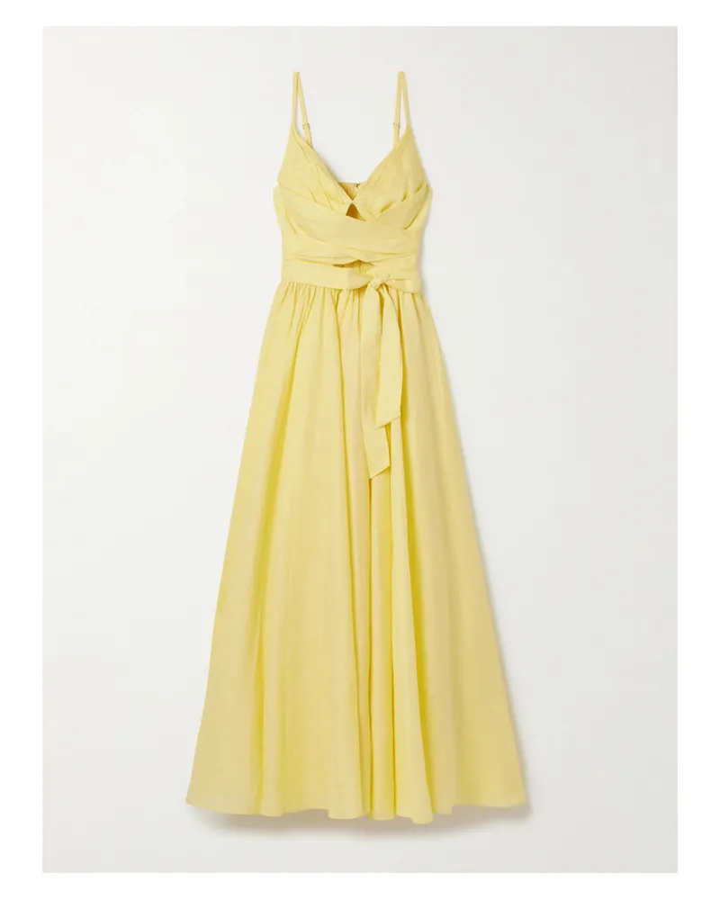Zimmermann Awaken Midikleid Aus Leinen Mit Raffungen - Gelb Gelb