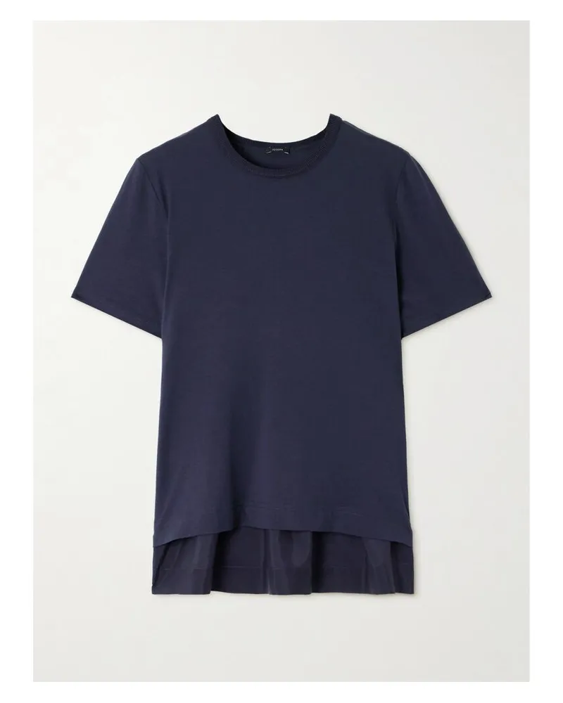 Joseph T-shirt Aus Jersey Aus Einer Baumwoll-seidenmischung Mit Einsatz Aus Geraffter Habutai-seide - Blau Blau