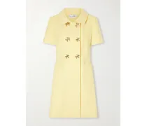 Double-breasted Cotton-blend Tweed Mini Dress - Yellow