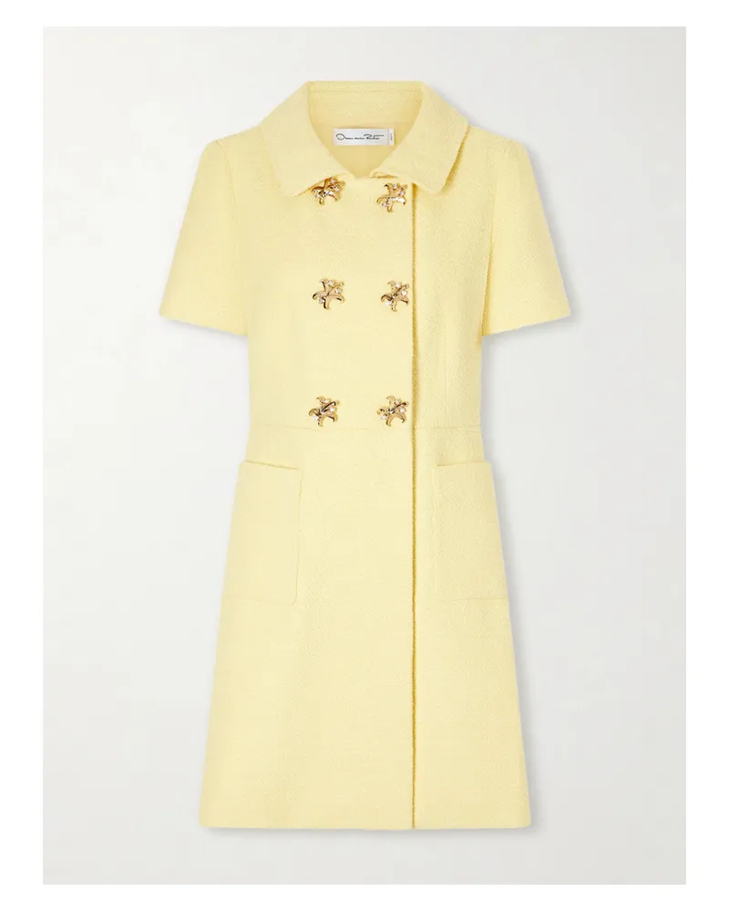 Oscar de la Renta Double-breasted Cotton-blend Tweed Mini Dress - Yellow Yellow