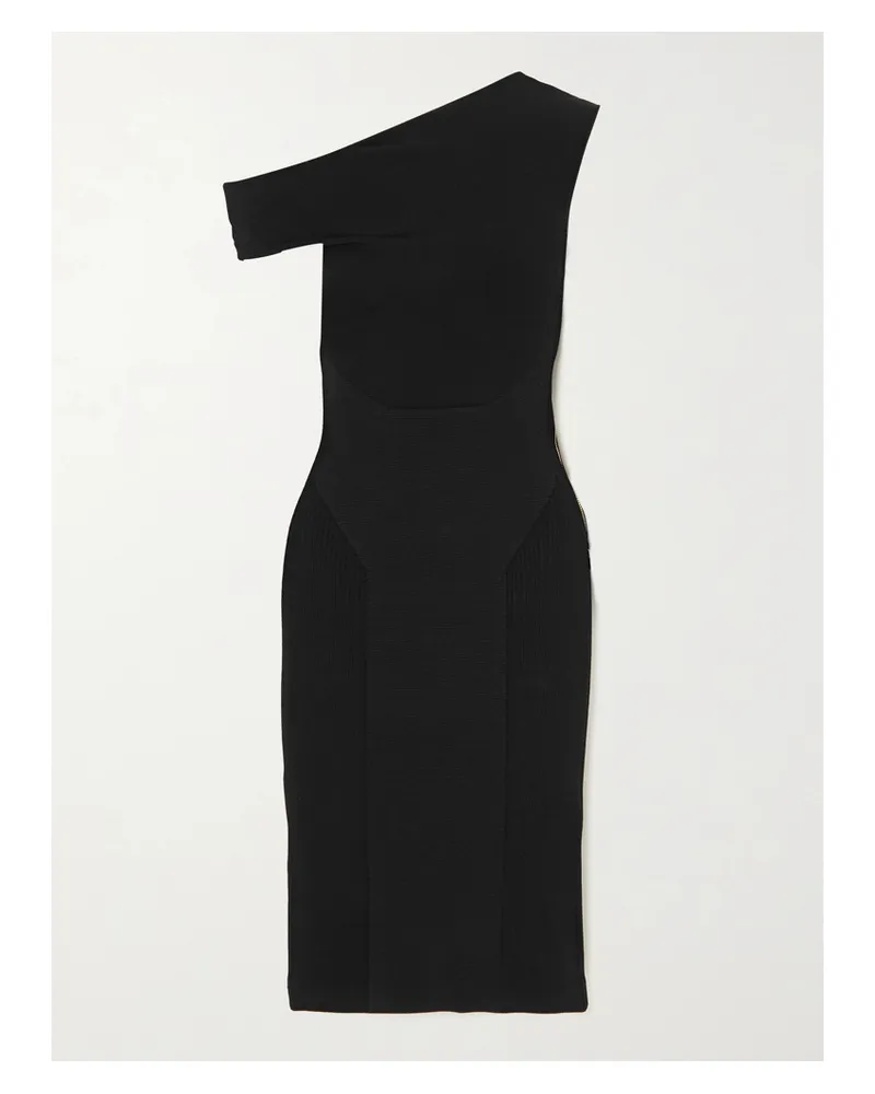 AZ FACTORY Mybody Asymmetrisches Midikleid Aus Strick - Schwarz Schwarz