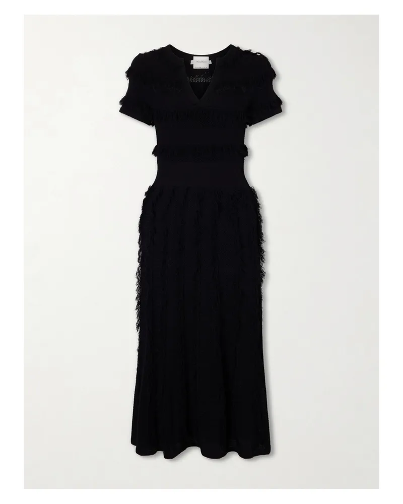 Max Mara Grazia Midikleid Aus Strick Mit Fransen - Schwarz Schwarz