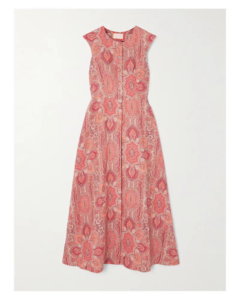 Marta Ferri Pleated Printed Linen Vest - Red Red