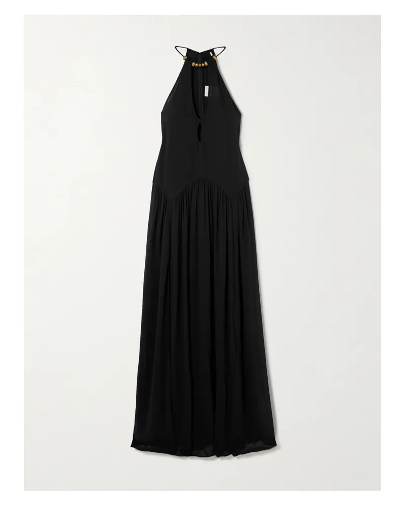 Isabel Marant Alviali Maxikleid Aus Seiden-georgette Mit Cut-out Und Verzierungen - Schwarz Schwarz