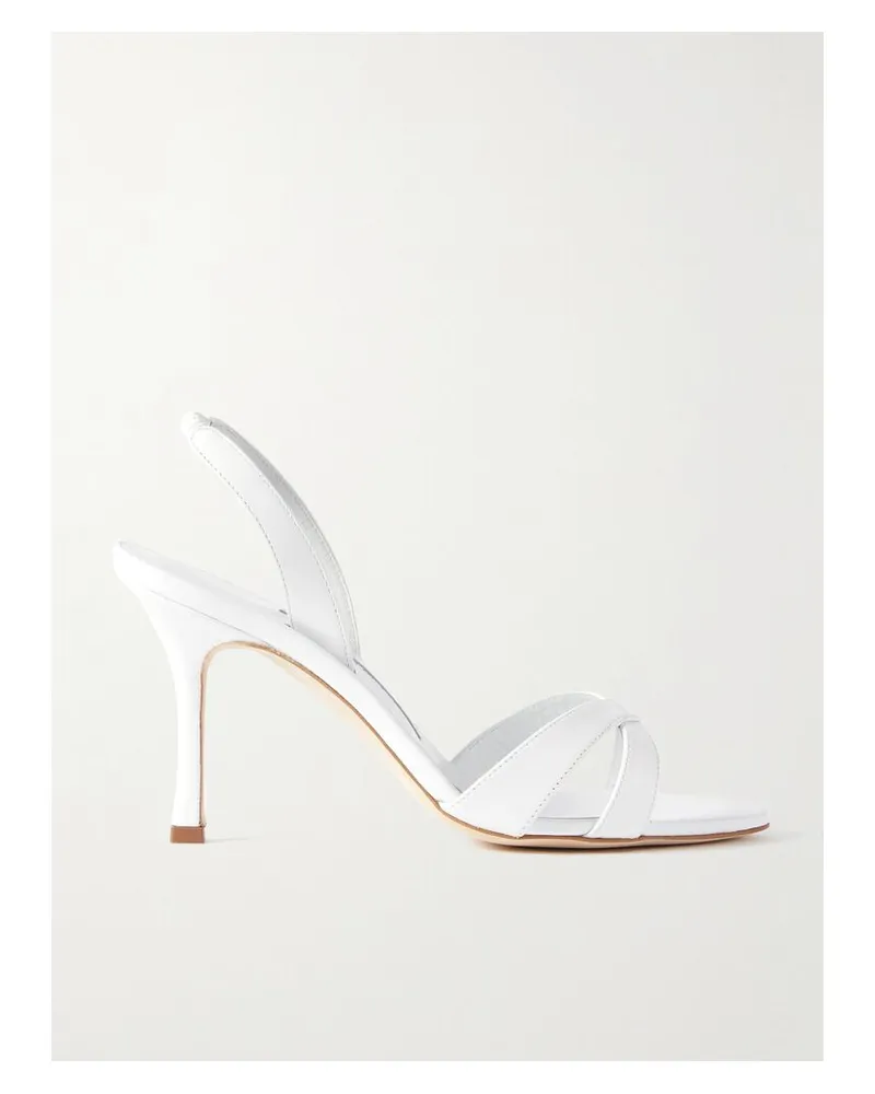 Manolo Blahnik Callasli 90 Slingback-sandalen Aus Leder - Weiß Weiß