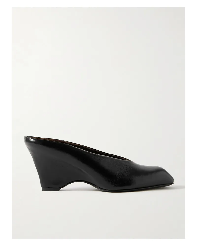 KHAITE Colt Leather Mules - Black Black