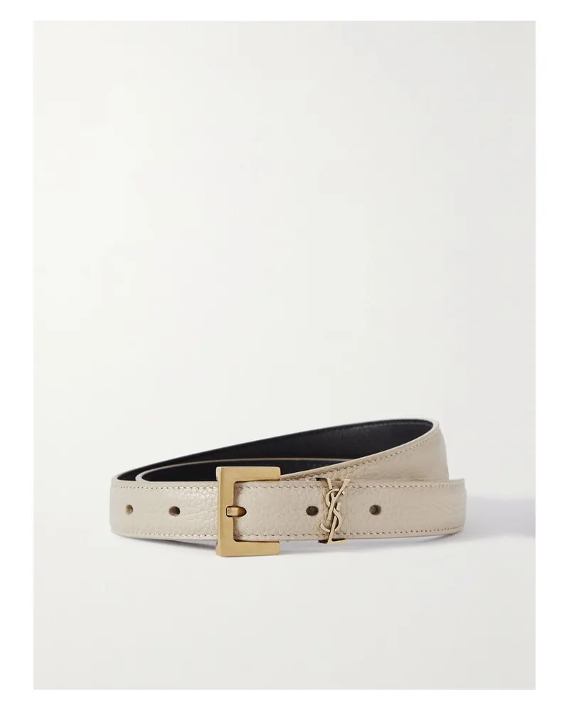Saint Laurent Monogramme Gürtel Aus Strukturiertem Leder - Neutral Neutral