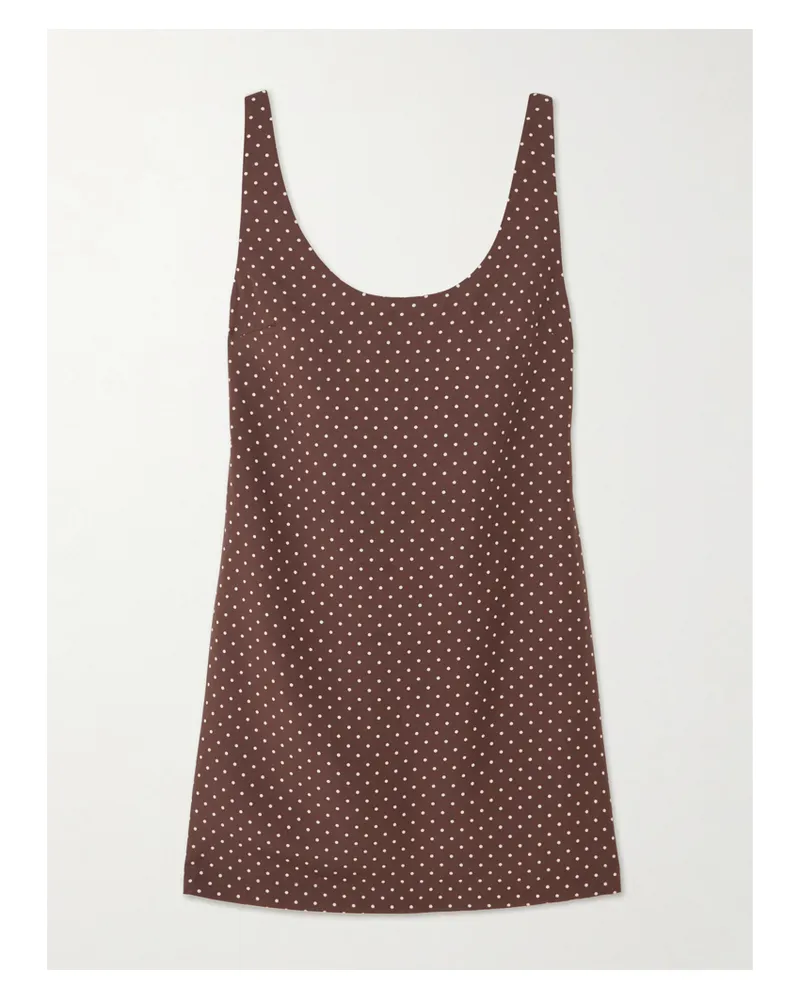 Posse Evie Polka-dot Tencel™ Lyocell Mini Dress - Brown Brown