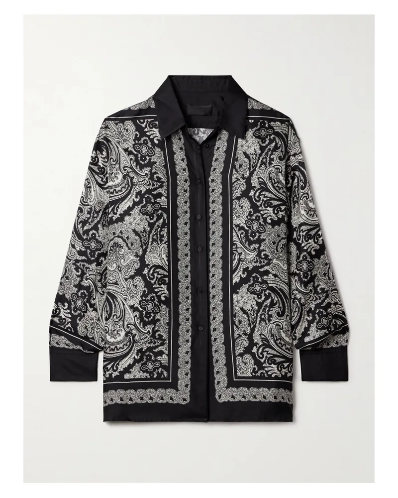 Nili Lotan Alfie Hemd Aus Seiden-twill Mit Paisley-print - Schwarz Schwarz