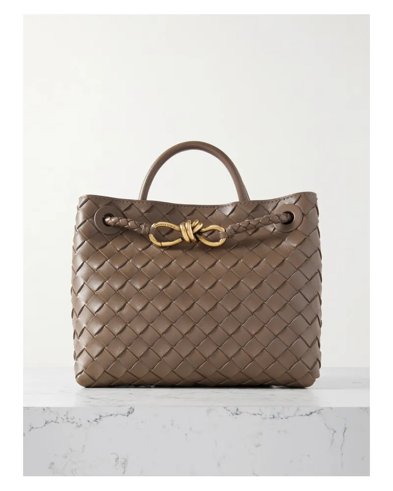 Bottega Veneta Andiamo Small Intrecciato Leather Tote - Brown Brown
