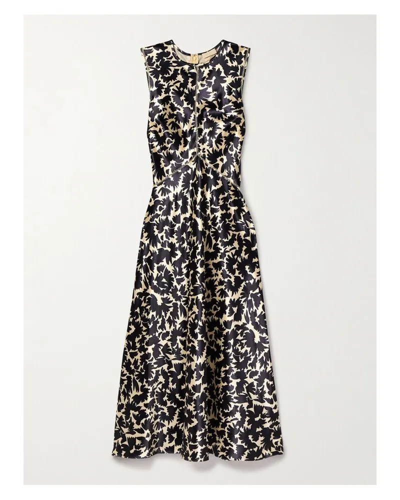 Ulla Johnson Lisbet Midikleid Aus Satin Mit Blumenprint - Schwarz Schwarz