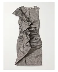 Ulla Johnson Estella Minikleid aus Metallic-taft in Knitteroptik Silber