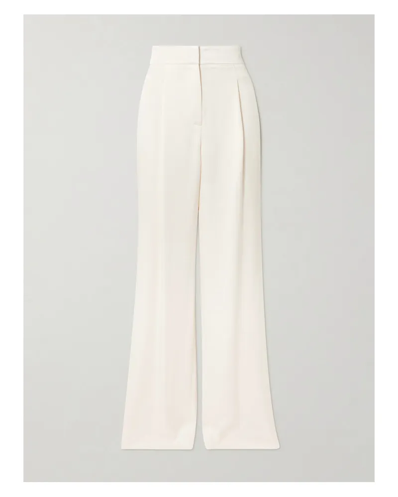 Veronica Beard Robinne Hose Mit Weitem Bein Aus Glänzendem Crêpe Mit Falten - Weiß Weiß