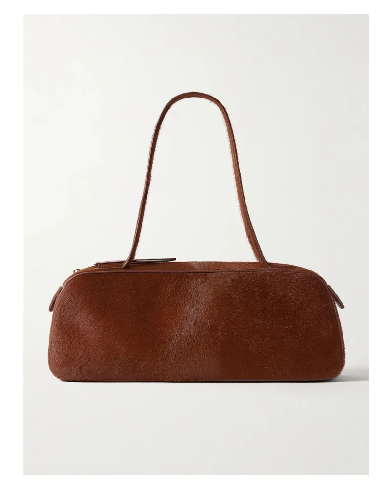 KHAITE Simona Leather-trimmed Calf Hair Shoulder Bag - Red Red