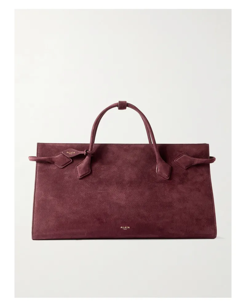 Alaïa East West Nubuck Tote - Burgundy Burgundy