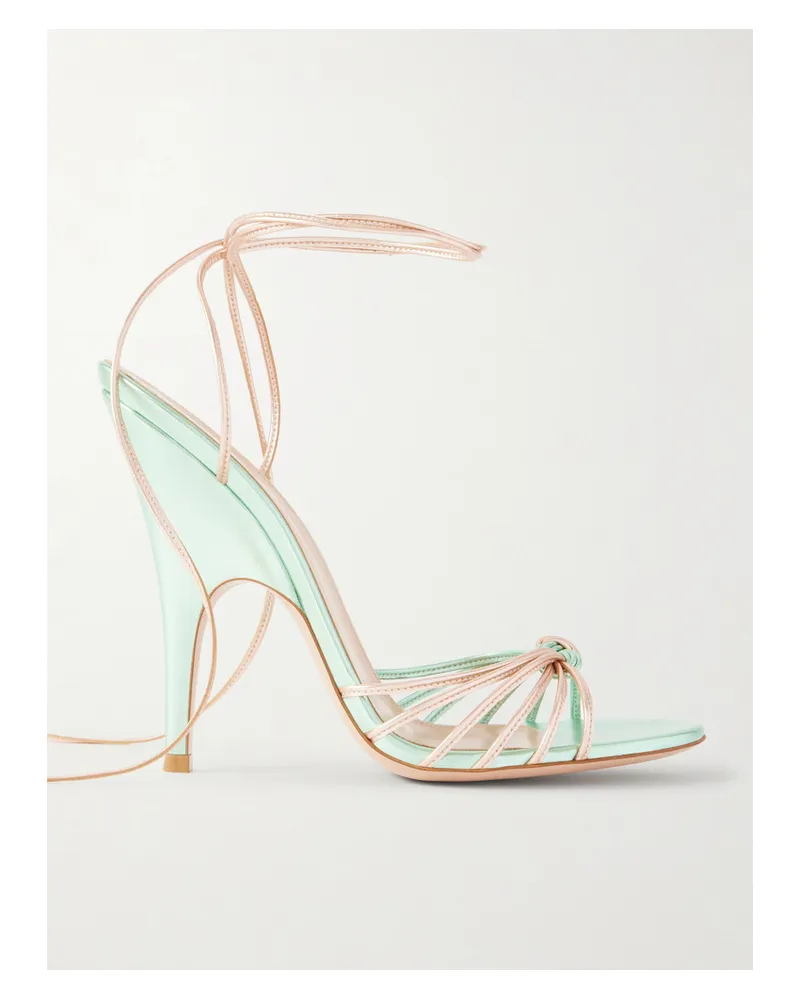 Gianvito Rossi Knotted Metallic Leather Sandals - Blue Blue