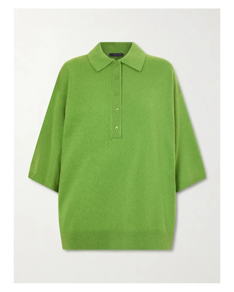 tibi Wool And Cashmere-blend Polo Shirt - Green Green