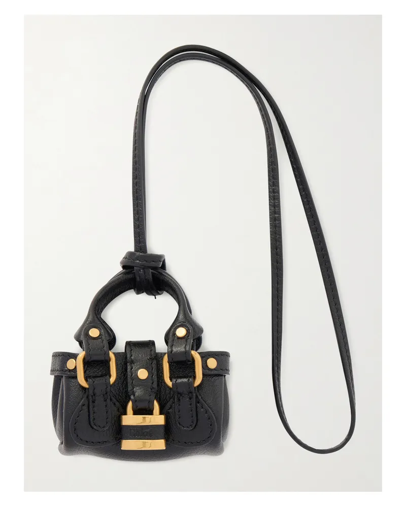 Chloé Mini Paddington Leather Key Chain - Black Black