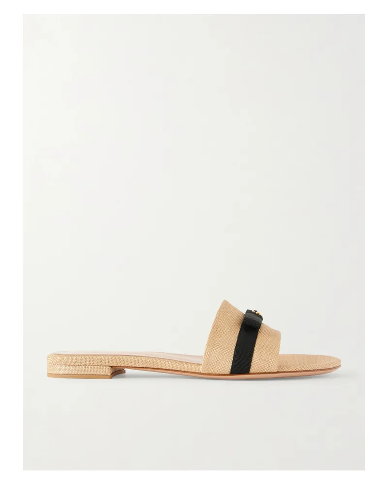 Gianvito Rossi Pantoletten Aus Raffiabast Mit Ripsbandbesatz - Neutral Neutral
