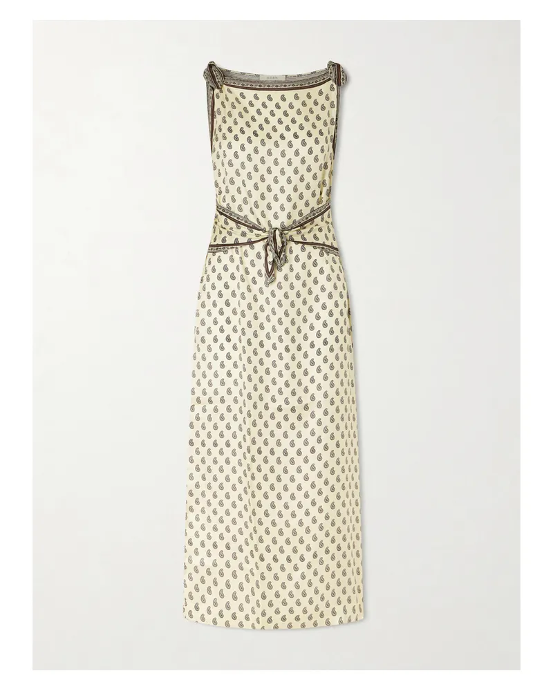 DÔEN Amorette Paisley-print Silk-blend Twill Midi Dress - Yellow Yellow