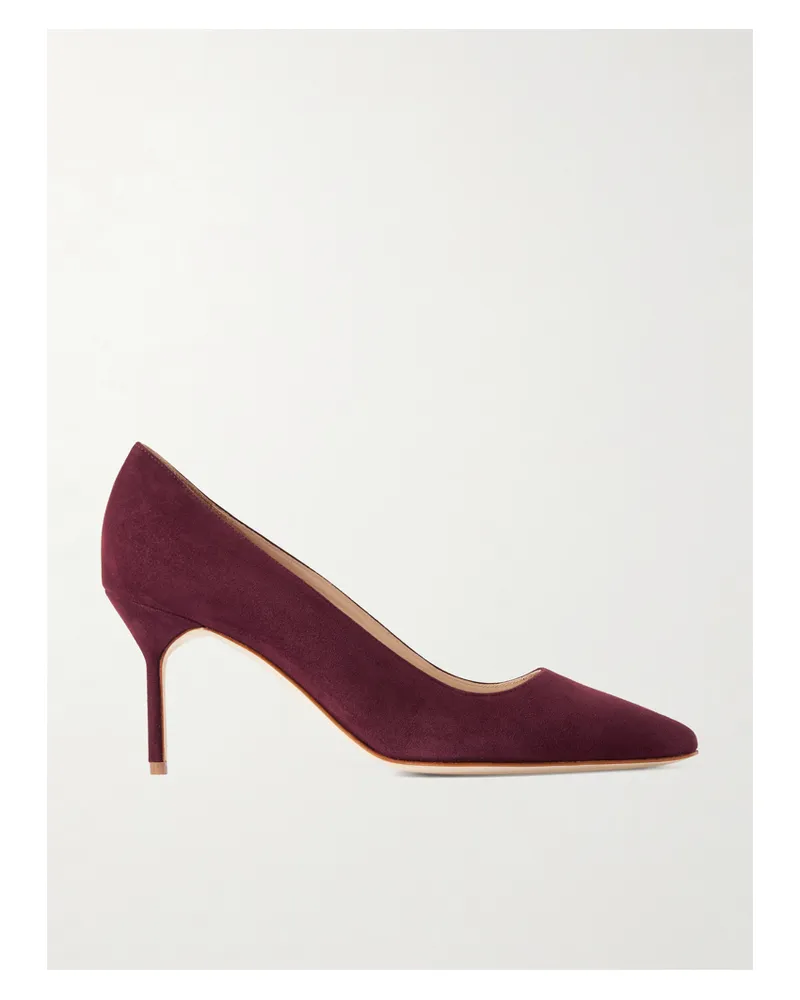 Manolo Blahnik Bb 70 Suede Pumps - Burgundy Burgundy