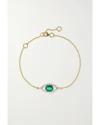 House of Meraki Evil Eye Armband aus 18 Karat Gold Grün