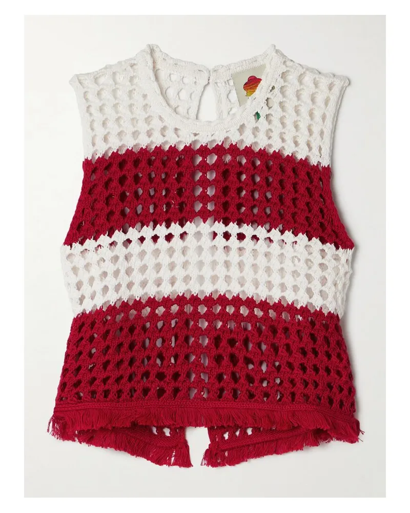 FARM Rio Oberteil Aus Gehäkelter Baumwolle Mit Streifen Und Fransen - Rot Rot