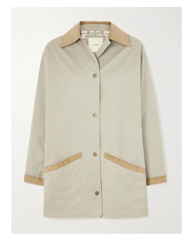 PURDEY Vita Clipper Corduroy-trimmed Shell Jacket - Neutrals Neutrals
