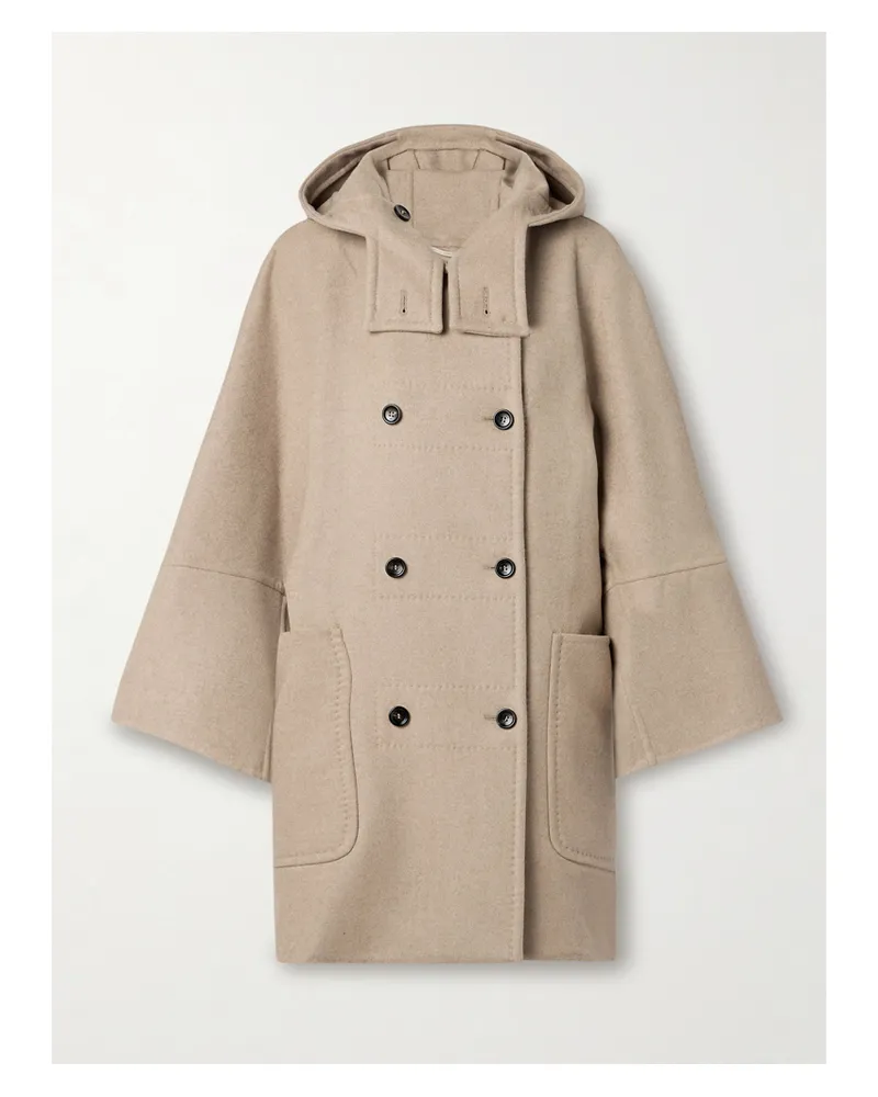 Max Mara Arturo Doppelreihiger Mantel Aus Einer Woll-kaschmirmischung Mit Kapuze - Neutral Neutral