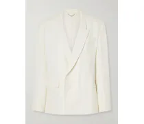 Oversized Double-breasted Crepe Blazer - Neutrals