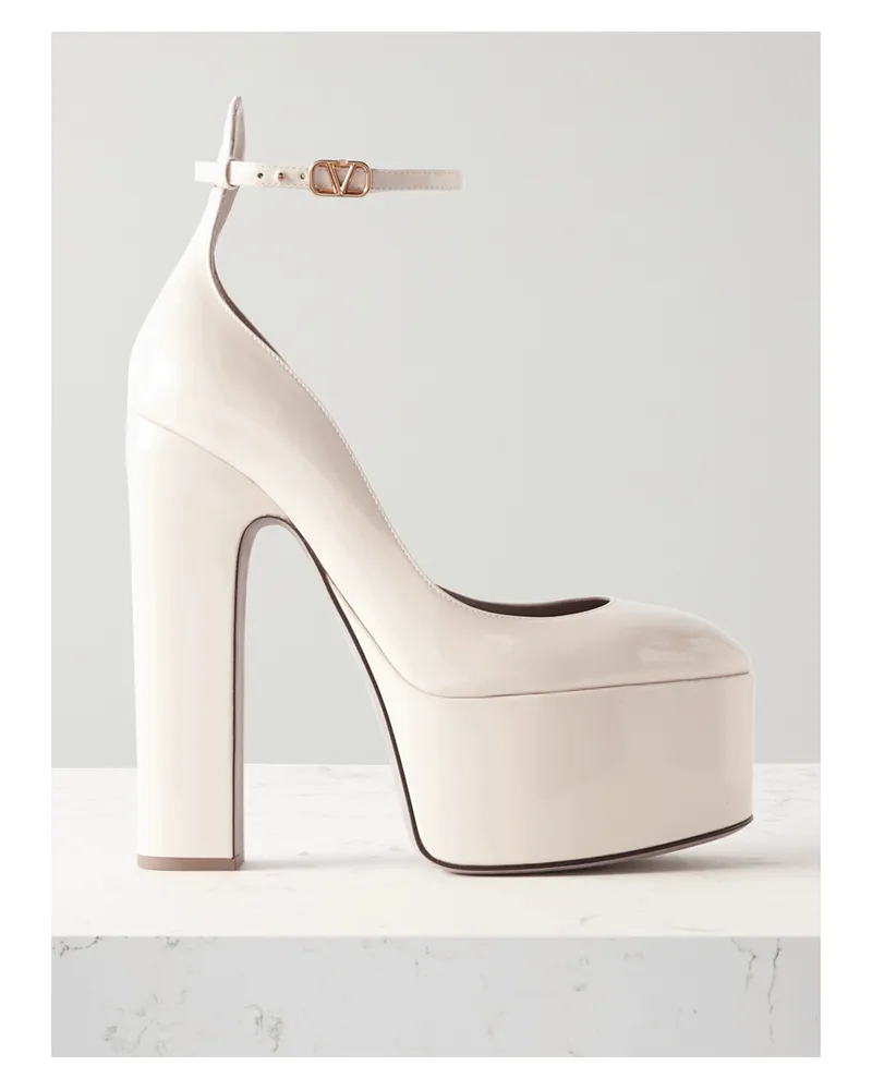 Valentino Garavani Valentino Garavani Tan-go 155 Plateaupumps Aus Lackleder - Elfenbein Elfenbein