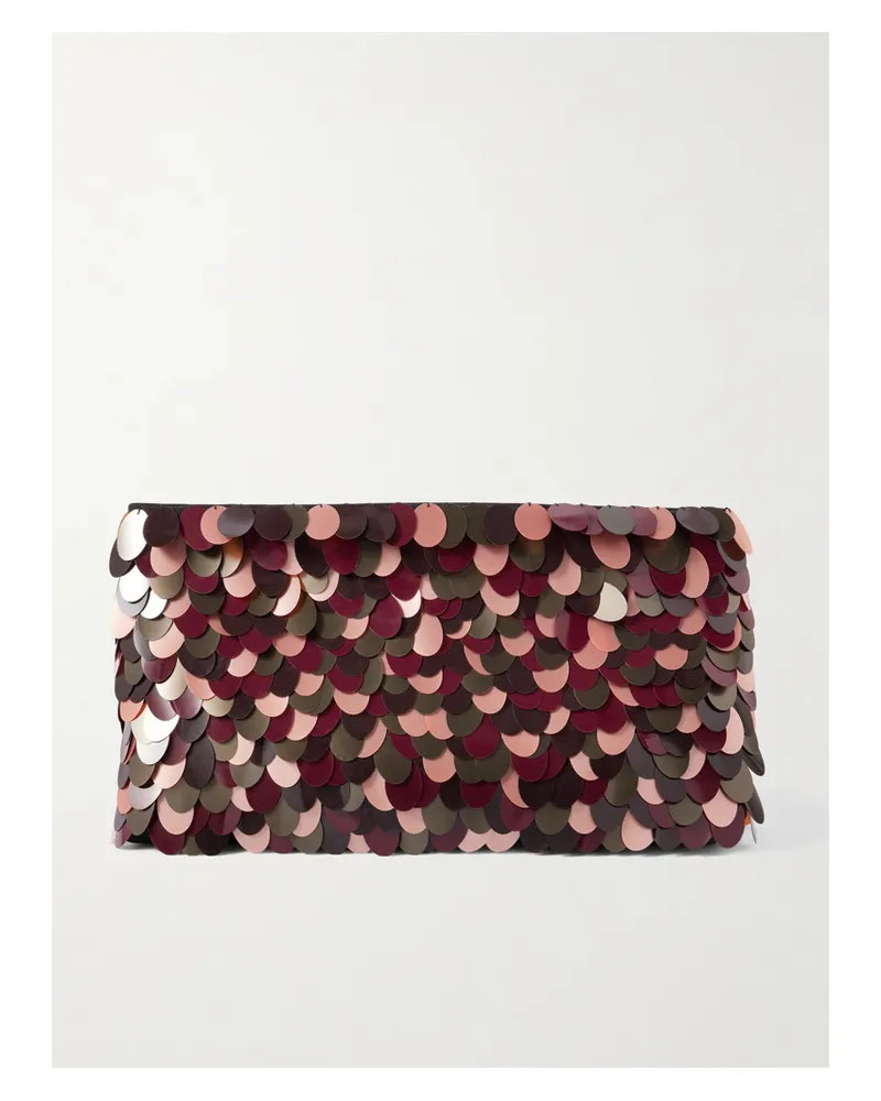 Dries van Noten Clutch Aus Leder Mit Pailletten - Burgunder Burgunder