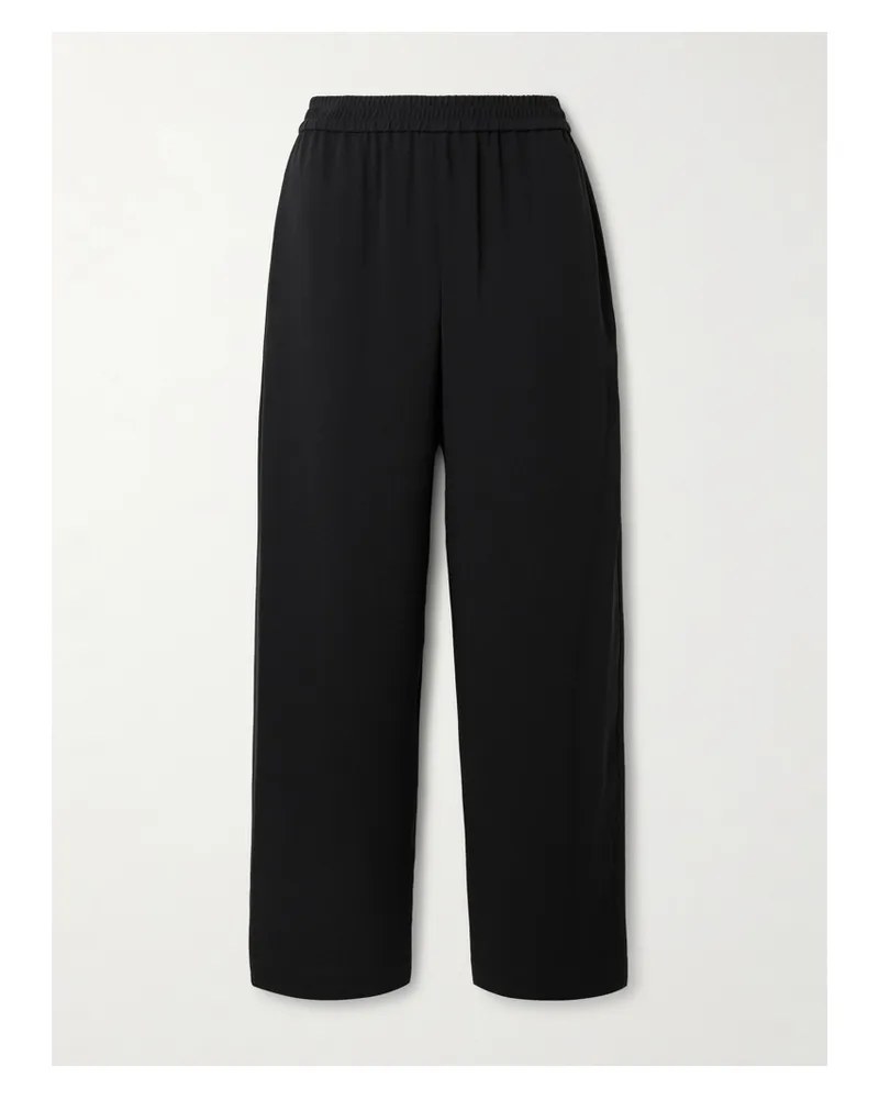 Theory Hose Mit Weitem Bein Aus Glänzendem Crêpe - Schwarz Schwarz