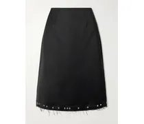 Iris Studded Frayed Satin Skirt - Black