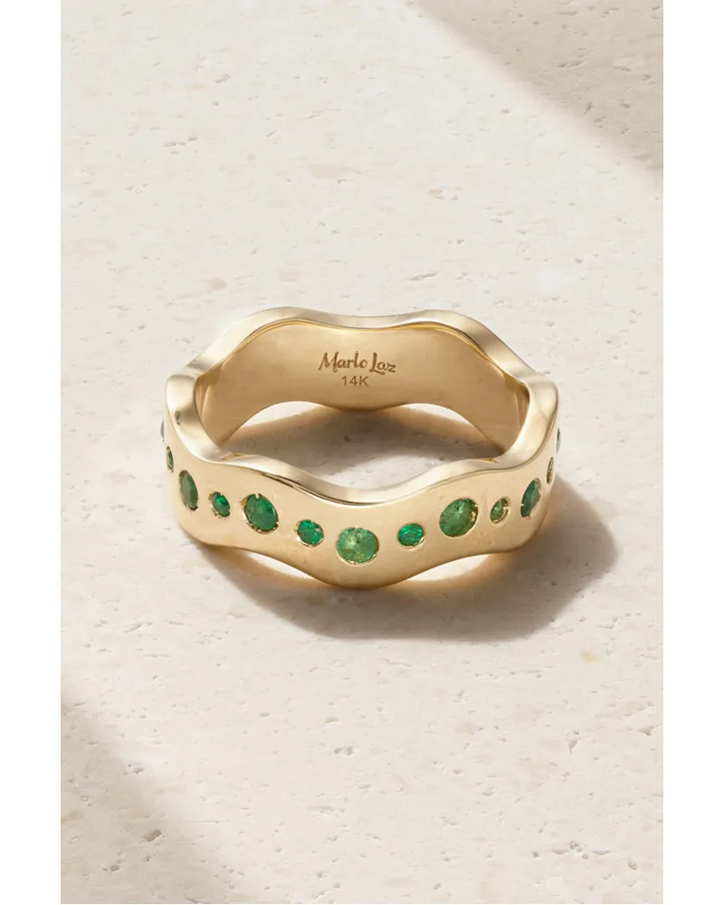 Marlo Laz Wave Ring aus 14 Karat  mit Smaragden Gold