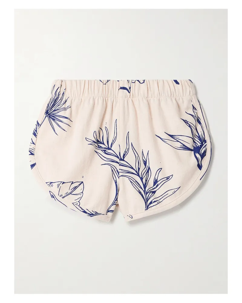 The Elder Statesman Shorts Aus Einer Bedruckten Baumwoll-seidenmischung - Weiß Weiß
