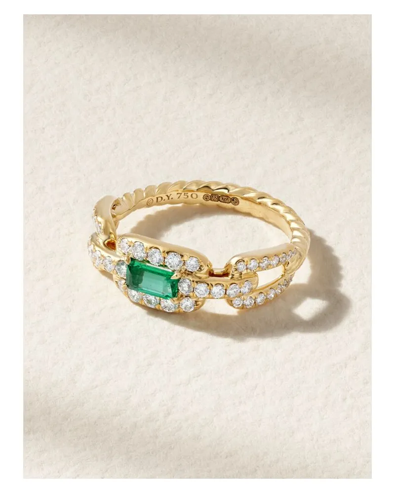 David Yurman Stax Ring Aus 18 Karat Gold Mit Diamanten Und Smaragd Gold
