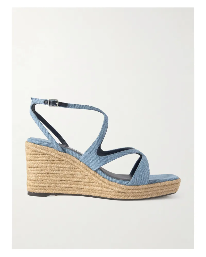 Jimmy Choo Ayla 85 Espadrilles-wedges Aus Denim Mit Plateausohle - Blau Blau