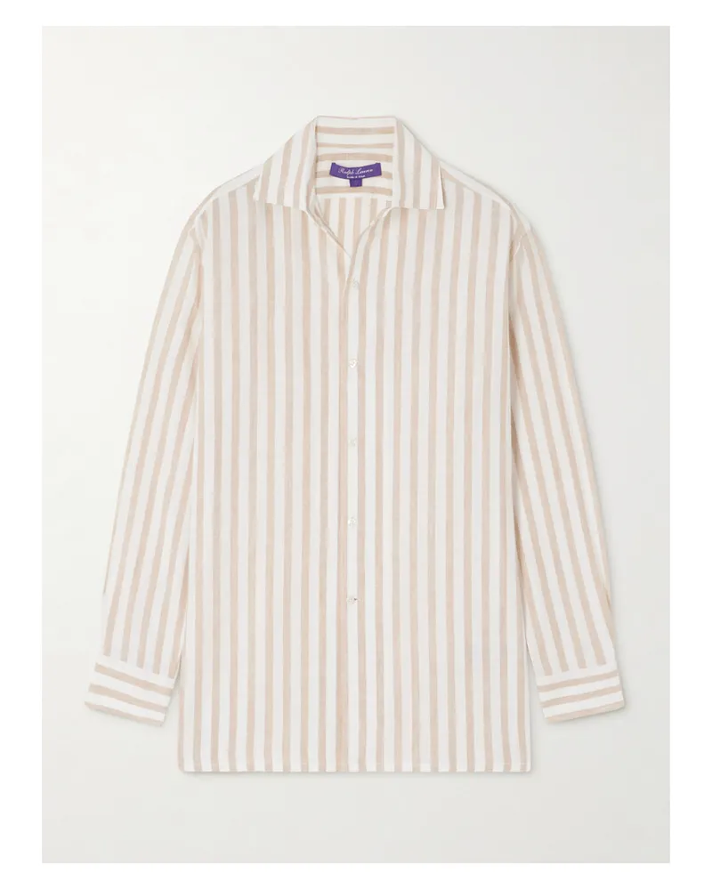 Ralph Lauren Capri Hemd Aus Gestreiftem Leinen - Creme Creme
