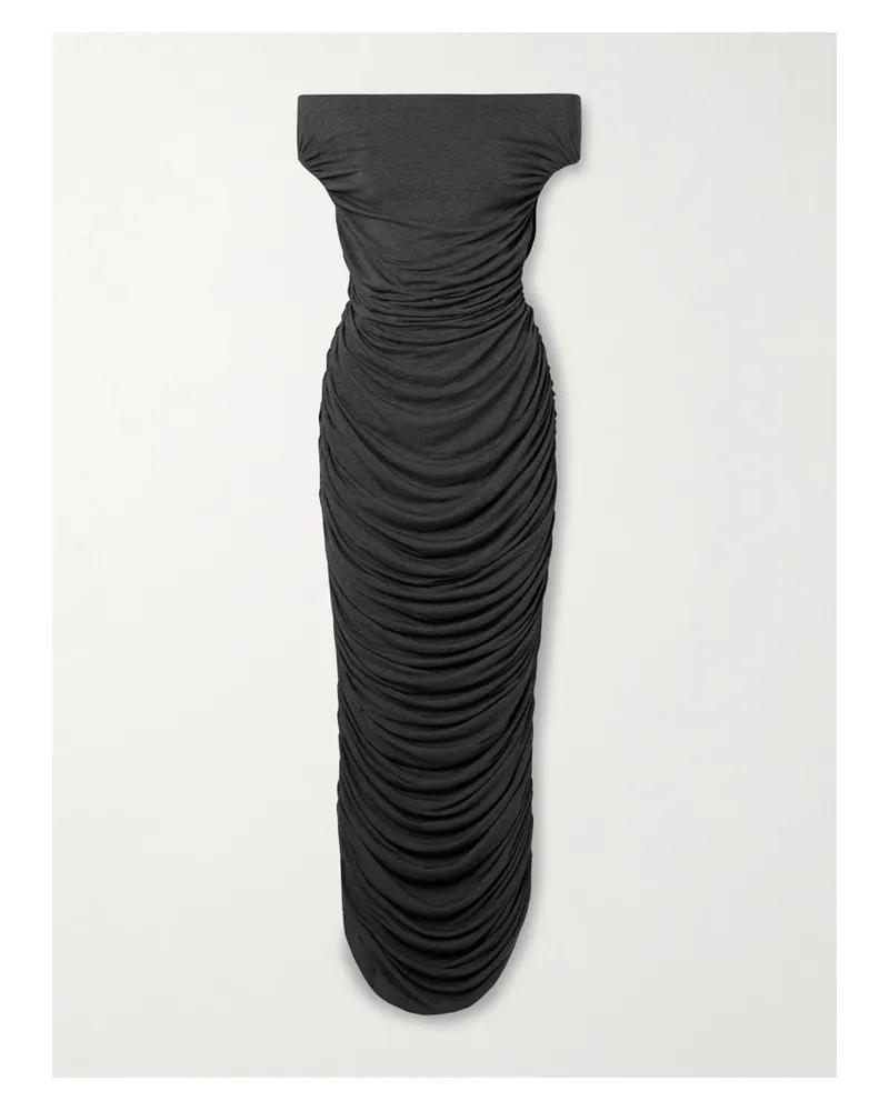 Norma Kamali Schulterfreie Robe Aus Stretch-jersey Mit Raffungen - Grau Grau