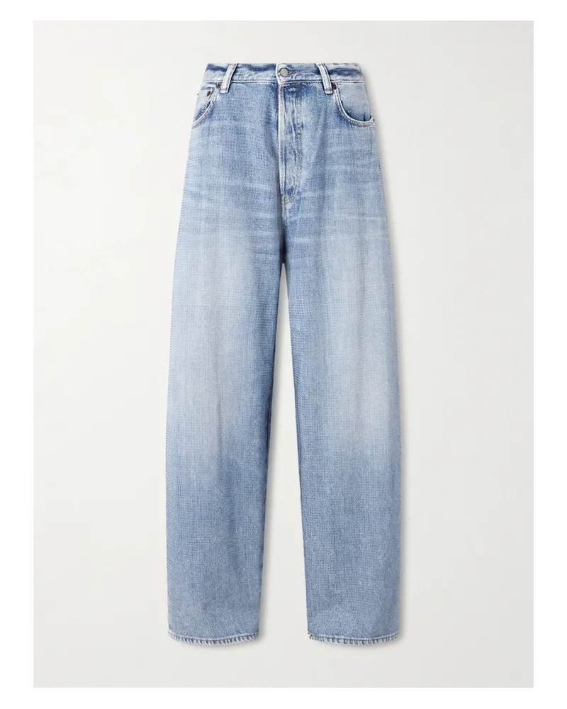 Acne Studios 2023 Tief Sitzende Jeans Mit Weitem Bein Und Kristallen - Blau Blau