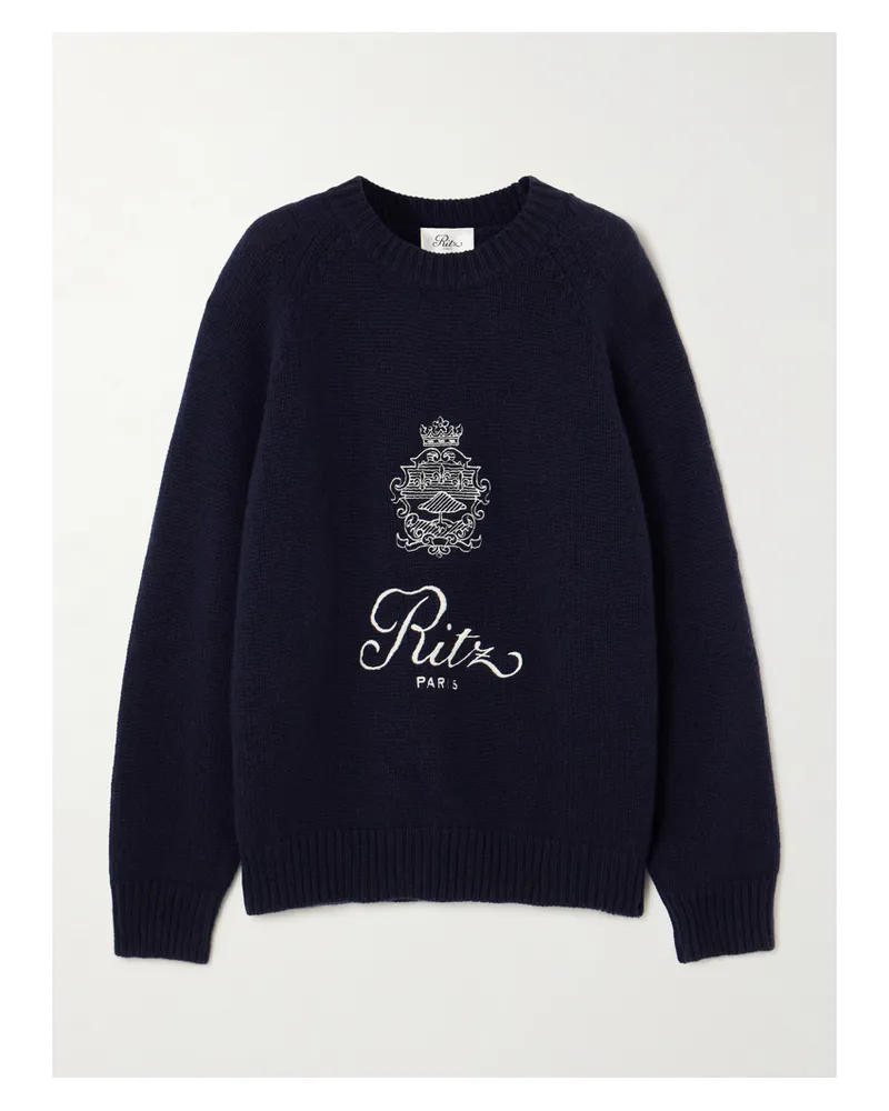 Frame Denim Ritz Paris Oversized-pullover Aus Kaschmir Mit Stickerei - Blau Blau