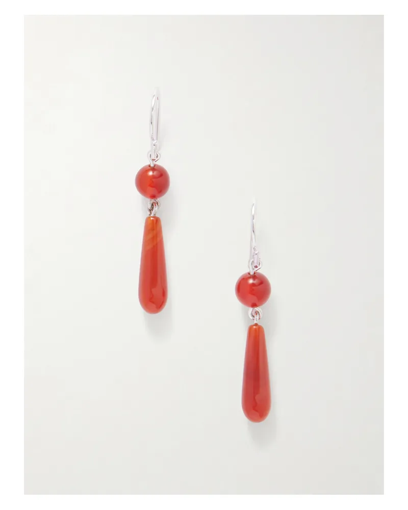 Sophie Buhai Tiny Isadore Silver And Carnelian Earrings - Red Red