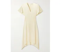 Paneled Hammered-satin Midi Dress - Neutrals