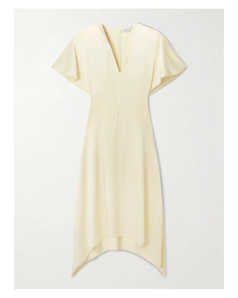 Stella McCartney Paneled Hammered-satin Midi Dress - Neutrals Neutrals