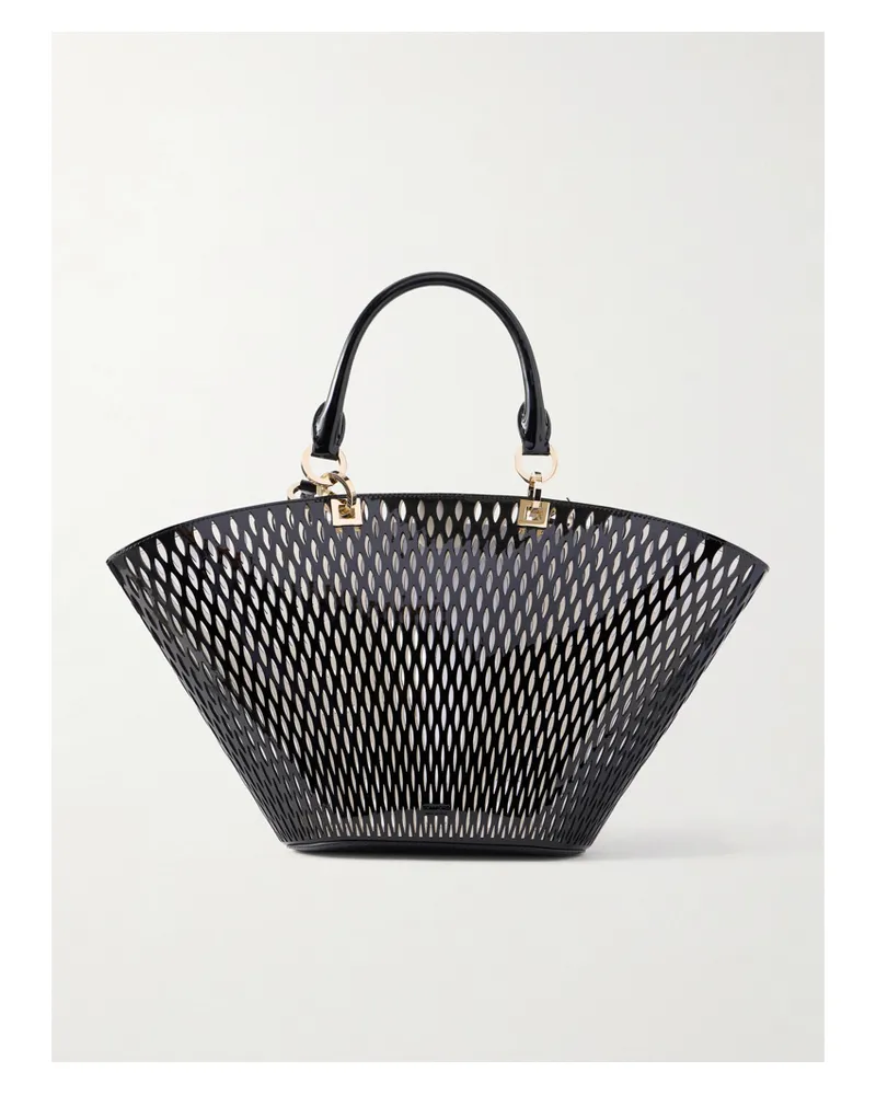 Tom Ford Medium Panier Laser-cut Patent-leather Tote Bag - Black Black