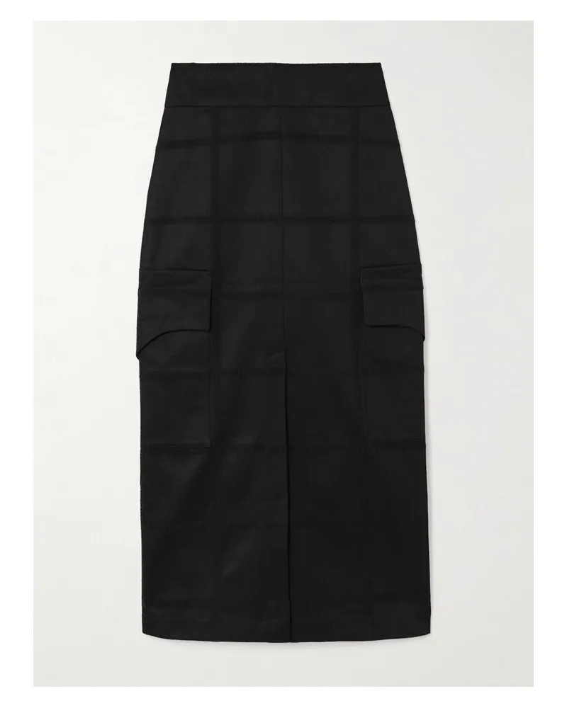 DESTREE Ines Checko Midirock Aus Kariertem Baumwoll-jacquard - Schwarz Schwarz